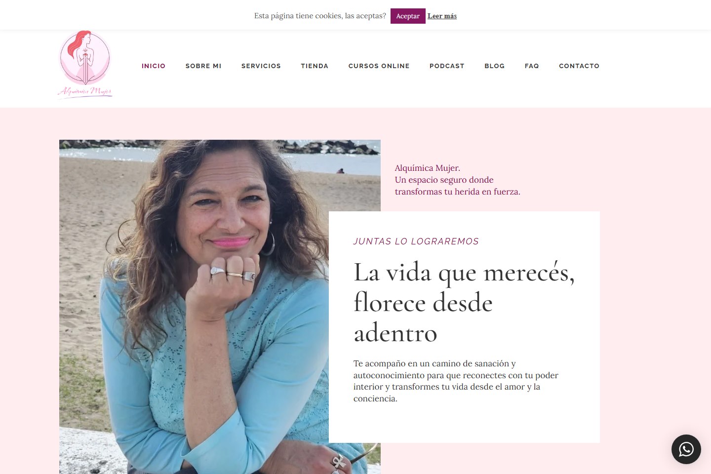 Captura de la página de inicio de Vero Vásquez